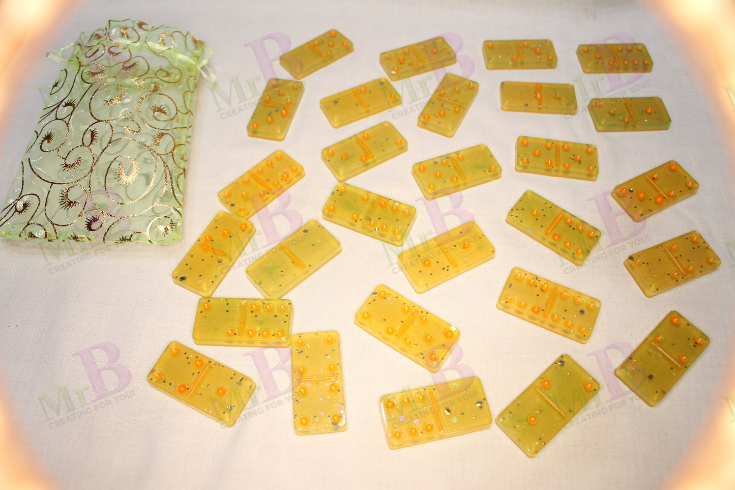 Handmade Glitter Resin Domino Set