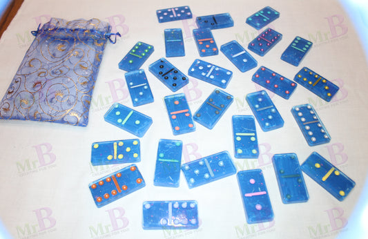Handmade Blue Resin Domino Set