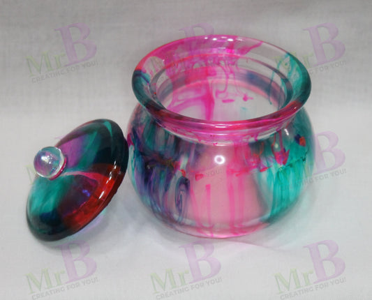 Aqua-Pink Swirl Jar